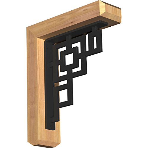 3 1/2"W x 14"D x 16"H Eris Craftsman Ironcrest Smooth Bracket, Western Red Cedar (1 1/2"W x 10"D x 12"H Iron Bracket)