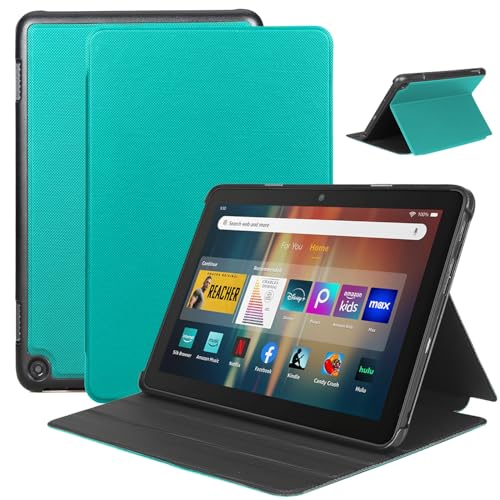 DJundRPPQ 8 Inch Tablet Hülle mit Wake/Sleep-Funktion für 8 Inch Geräte - Nicht für TCL Nokia iPad Samsung, Faltbare Lederhülle mit Weicher TPU Rückseite (Grün)