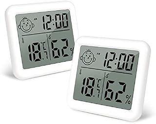 Cuteefun Digital Room Thermometer, 2Pack Accurate Temperature and Humidity Monitor, Temperature Meter with Large LCD Display and Face Icons, Indoor Thermometer for Nursery, Baby, Home, Office