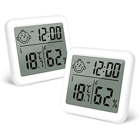 Cuteefun Digital Room Thermometer, 2Pack Accurate Temperature and Humidity Monitor, Temperature Meter with Large LCD Display and Face Icons, Indoor Thermometer for Nursery, Baby, Home, Office Cover