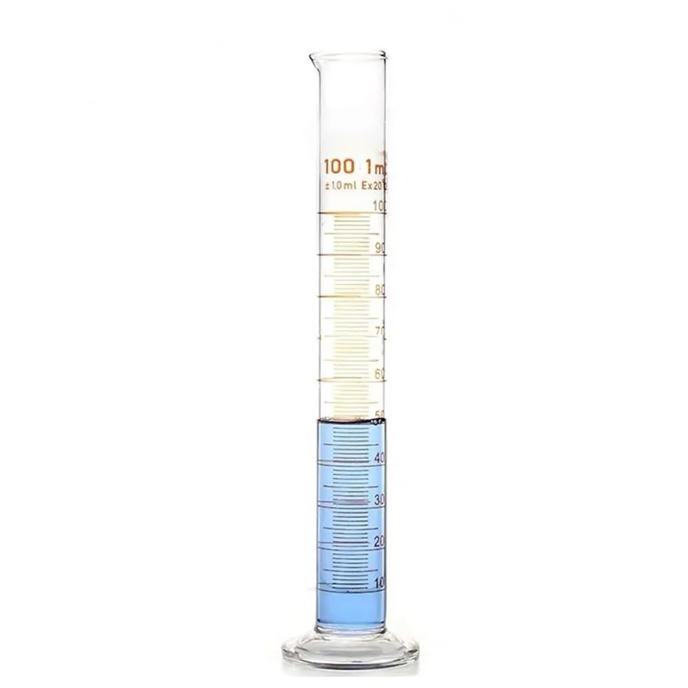 medición de laboratorio. Probeta graduada de vidrio de borosilicato de 100 ml, calibre 3.3, con boquilla, cristalería de laboratorio
