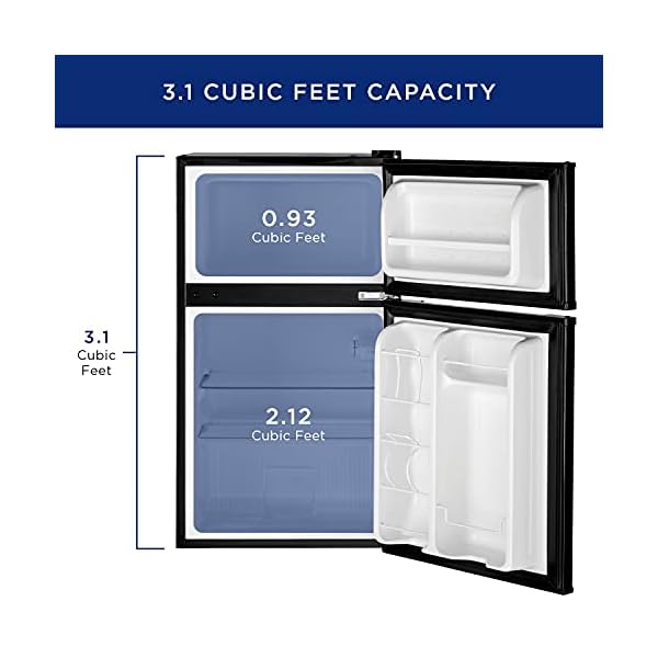 GE Mini Fridge With Freezer 3.1 Cubic Ft. DoubleDoor Design With