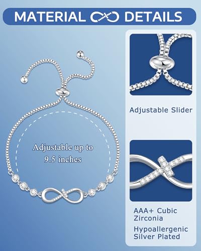 UNGENT THEM Infinity CZ Cross Bracelet, 10th 11th 12th 13th 14th 16th 18th Birthday Gift 5th 8th Graduation Christian Confirmation Gifts Ideas3