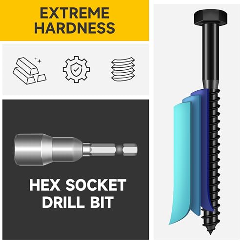 Mywish (8Sets) 1/2" x 3" Hex Head Lag Bolts, Heavy Duty Lag Screws with Washers, 304 Stainless Steel Bolts 18-8, Lag Screws Wood Screws, Partial Thread Black Oxide, 1/2 Bolt by MYWISH - Image 3