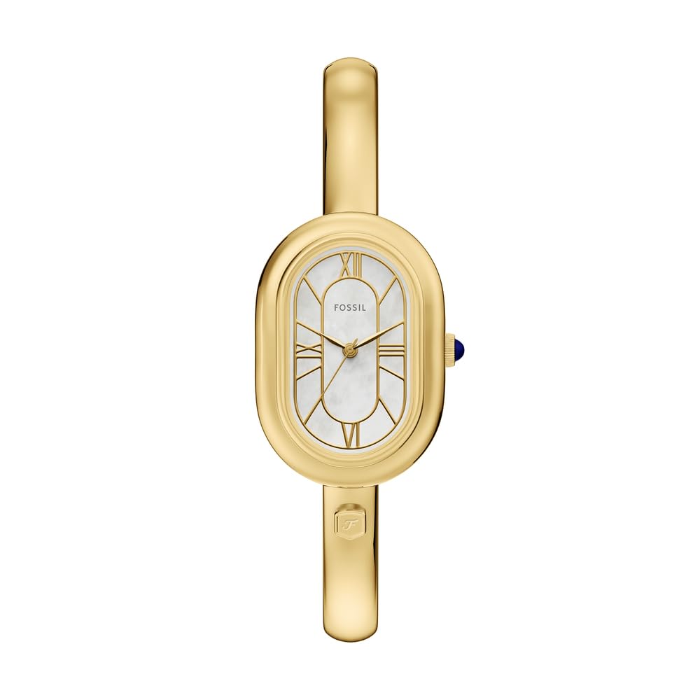 Fossil Sloan Watch for Women, Quartz Three Hand Movement with Stainless Steel Strap,White and Light Gold