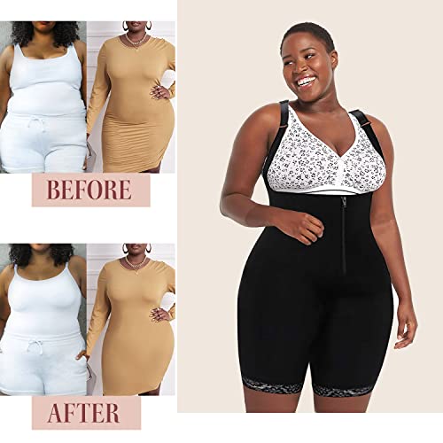 Boldshapes Women’s Body Shapewear (Black) - Seamless Bodysuit - Tummy Control, Open Bust, Open Crotch, Corset Design, High Waisted, Zipper Closure Thigh Slimming Body Shaper (S - 10Xl) (7X-Large) #TOP5