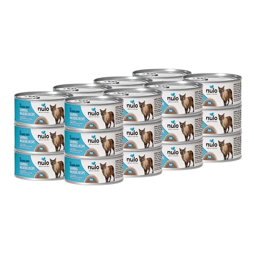 Nulo Canned Wet Cat Food, Pate, Salmon & Mackerel Recipe, 5.5 oz x 24