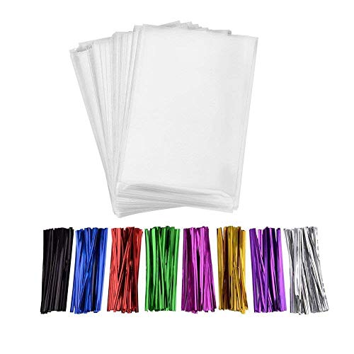 200 Pcs 10 in x 5.5 in Clear Flat Cello Cellophane Treat Bags(1.4mil) Good for Bakery, Cookies, Candies,Dessert.