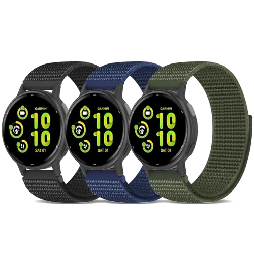 �i�C�����o���h Garmin Venu 4 41mm/3S/2S/Vivoactive 4S/Move 3S�ɑΉ� ���߉\��Farbic Sport�����p�X�g���b�v �t�b�N&���[�v ���X�g�o���h forerunner 265S/255S/Fossil ��