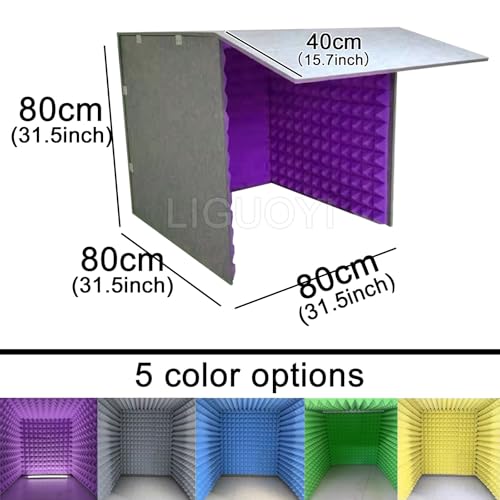 LIGUOYI Cabina Portátil para Aislamiento Acústico de Estudio, Paneles de Espuma Acústica 80×80×80cm, Protector Plegable para Micrófono para Grabación Musical Oficina Estudio en Casa (Gris) miniatura 4