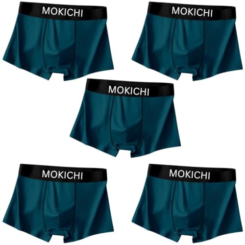Image of Men's Ice Silk Boxer Briefs Pack of 5 | Ultra Soft Breathable Stretch Trunks | Moisture Wicking Quick Dry Men's Underwear | Comfortable Mid Rise Anti Chafing Innerwear