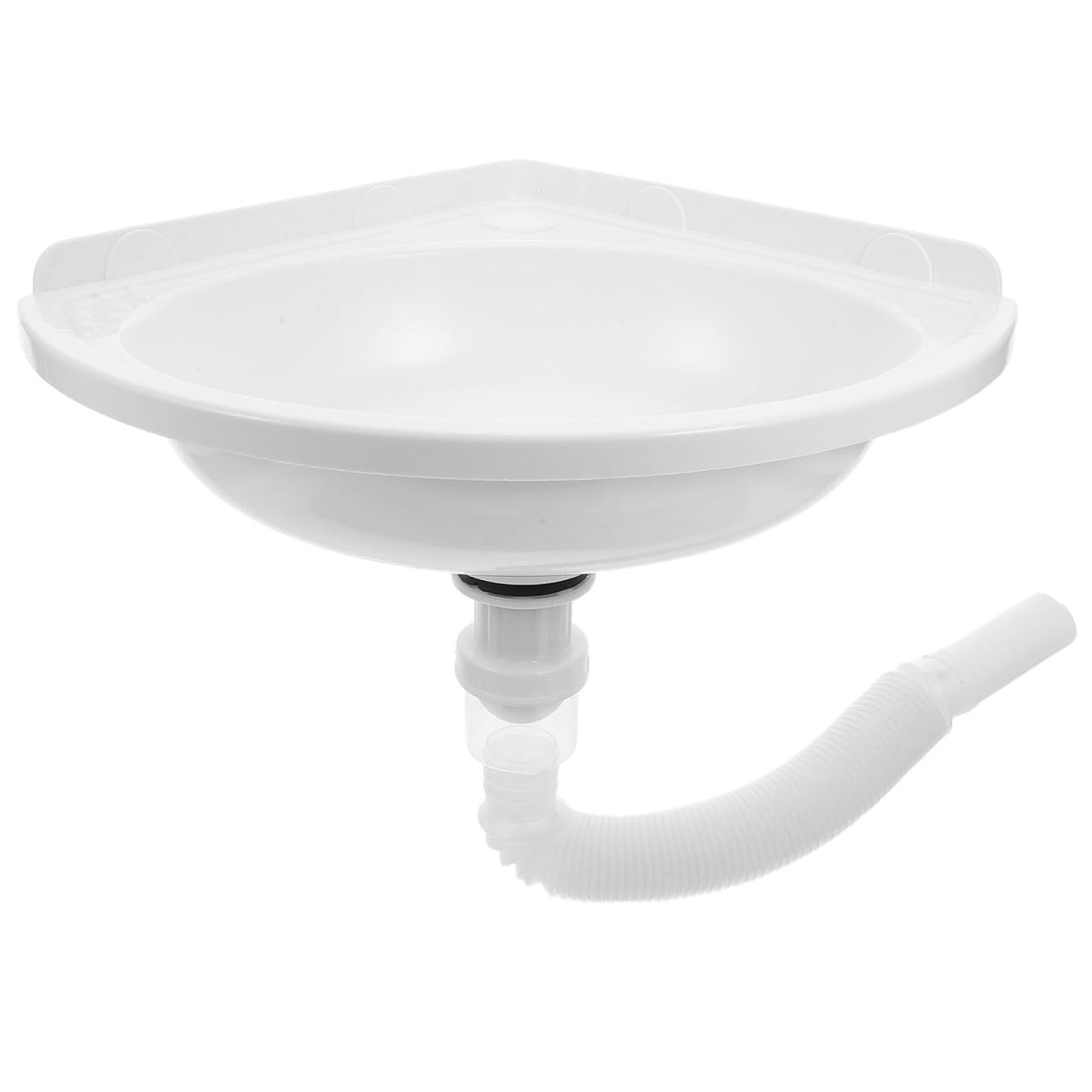 Lavabo de esquina triangular en plástico y acero blanco para pared