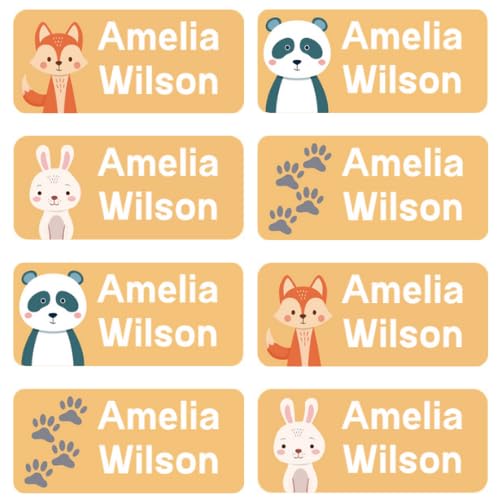 StiKiddo® 240 Premium Personalised Name Labels for Clothes & Items - Ideal for Clothing, Lunch Boxes & Items for Nursery, School & Daycare - No-Iron, Washable Stick-On Tags for Kids - Orange