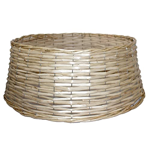 TIENDA EURASIA - Pie Arbol Navidad, Cubre Pie Arbol de Navidad Mimbre, Decoracion Navideña y Elegante, Cesta de Mimbre para Pie de Arbol de Navidad (Natural, 48 x 21 x 58 cm)