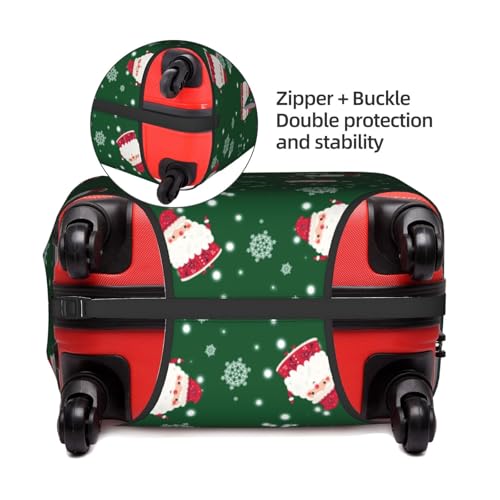 Travel Luggage Cover Christmas Santa Snowflake Green Fashion Washable Baggage Suitcase Protector Fit For Luggage Large3