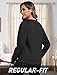 MoFiz Women's Fleece Lined Crewneck Sweatshirts Sherpa Lined Pullover Winter Warm Long Sleeve Casual Tops with Pockets Black M