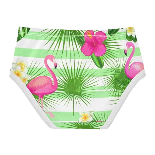 Girls Underwear Toddler 2t Cotton Little Girl Panties Bright Undies Kids Briefs Tropical Pink Flamingo Green Stripe2