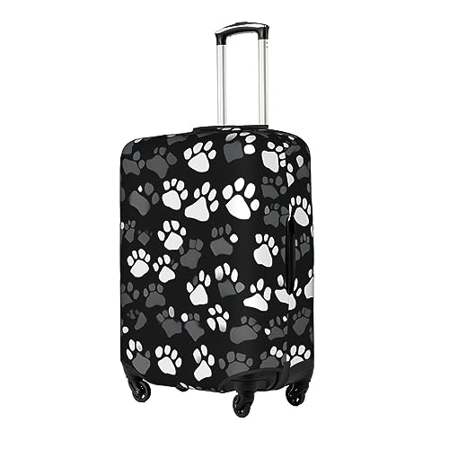 Black And White Paw Print Luggage Cover, Protective Washable Suitcase Cover With Concealed Zipper Fits 18 To 32 Inch2