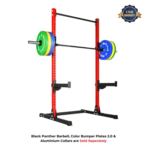 Image of BullrocK Raptor Squat Stand 486 Multipurpose Rack with Pull-Up Bar for Home & Commercial Gym Bench Press & Squatting Powerlifting Steel Squats Rack (Spotter Arms + Signature Black)