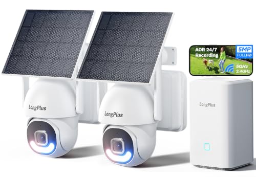 LongPlus 5MP Security Camera System Wireless Outdoor, No Subscription, WiFi Home Security Camera...