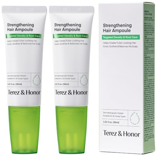 Scalp Serum Strengthening Hair Ampoule - Korean Vegan Cooling Hair Growth Serum Roll-On with Caffeine & Niacinamide & Panthenol Lightweight Leave-In Root Care for Thinning Areas - 2 Pack