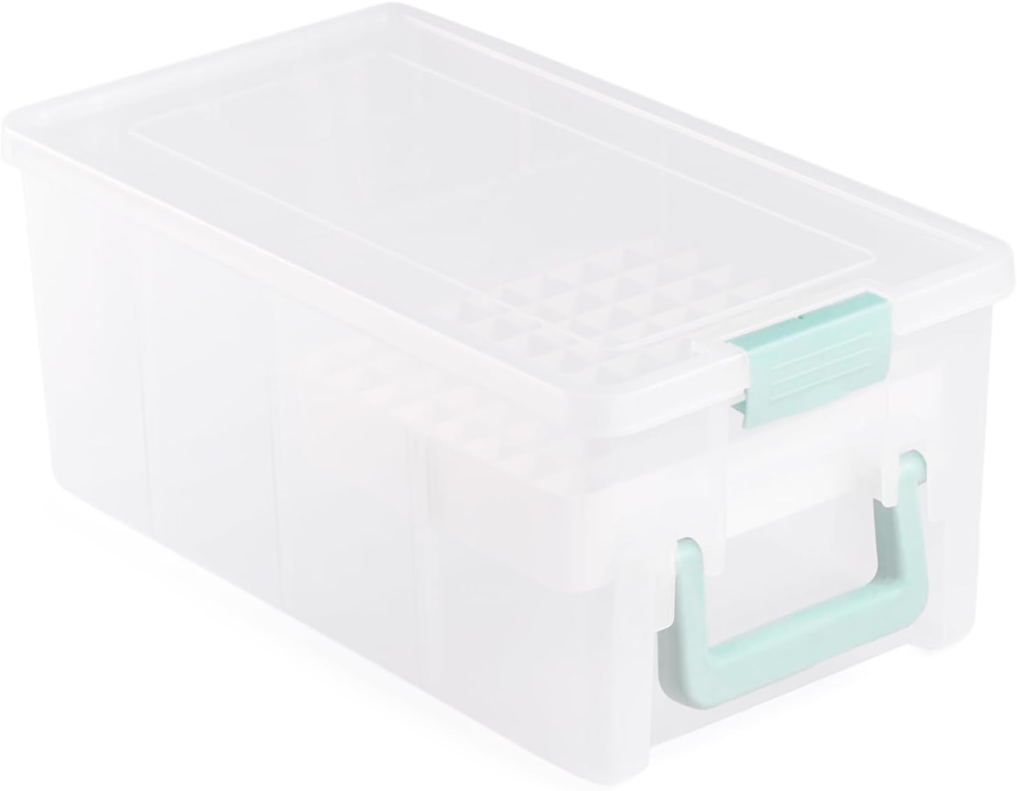 Vaessen Creative Markers Storage Box with Lid - 15.35 x 8.27 x 6.42” - for Pens, Cards and Envelopes - Plastic and Clear - for Card Making and Scrapbooking - with Removable Marker Insert