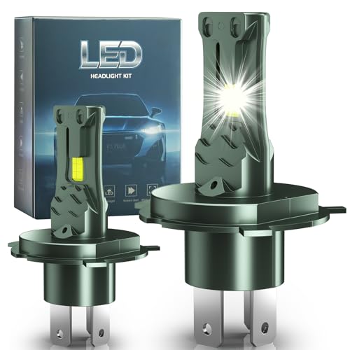 H4 LED Bombilla 36000 Lúmenes, 6500K Luz Blanca Fría, Aumento del Brillo del 800%, Sustitución 1:1 de Las Bombillas Halógenas, Resistencia al Agua IP68, Compatibilidad del 99%, 90000 Horas Vida útil