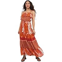 Joe Browns Vestido Largo de Verano Boho Patchwork Informal, Naranja, 40 para Mujer