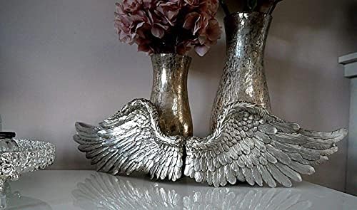 Marco Paul Angel Wings, Vintage Victorian White or Silver Classical Shabby Chic Angel Wings, Wall Sculptures Ornament, Unique Decoration Wall Sculpture (Large Silver)