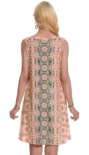 Image of Summer Dresses for Women Beach Boho Sleeveless Vintage Floral Flowy Pocket Tshirt Tank Sundresses 2026