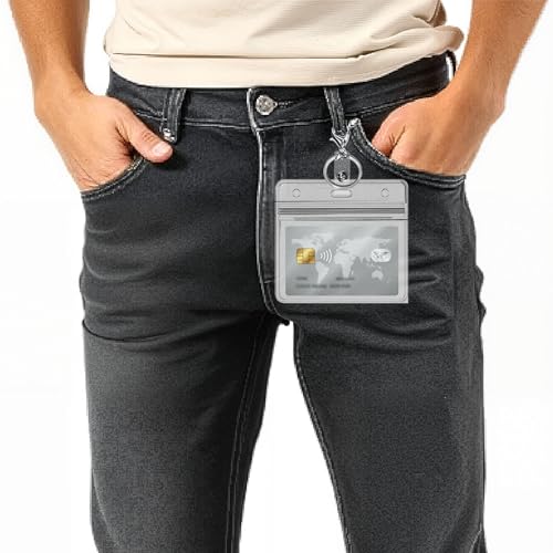 Ausweishalter mit Lanyard, Schlüsselanhänger, Clips, durchsichtige Kartenhalter, für Ausweishalter im Büro, in der Schule, für Ausweise, Kreditkarten, Ausweisclips, Passhalter (1 Set)