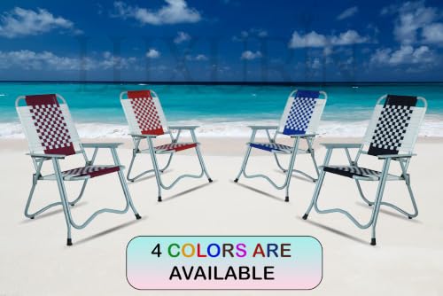 Image of Folding Chair with armrest and Durable Frame, Portable Chair for Garden, Patio, Lawn, Balcony and Study. (Black-White)