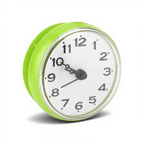 Sxhlseller Reloj de Pared con Ventosa, Reloj de Pared con Ventosa, Reloj de Ducha Resistente al Agua, Mini Reloj Redondo, Accesorios de baño para la Cocina Baño