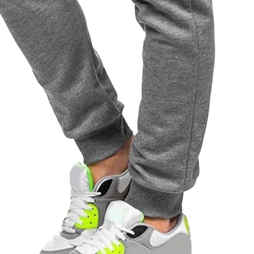 Men's Tapered Athletic Workout Sweatpants Casual Slim Jogger Casual Pants Track Slack with Zipper Pockets (Grey,Medium)4