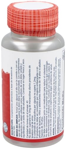 Miniatura 2 de Solaray Red Yeast Rice. 45 Vegcaps. Formula De Cuidado Cardiovascular A Base De Monascus Purpureus. Sin Gluten. Apto Para Veganos.