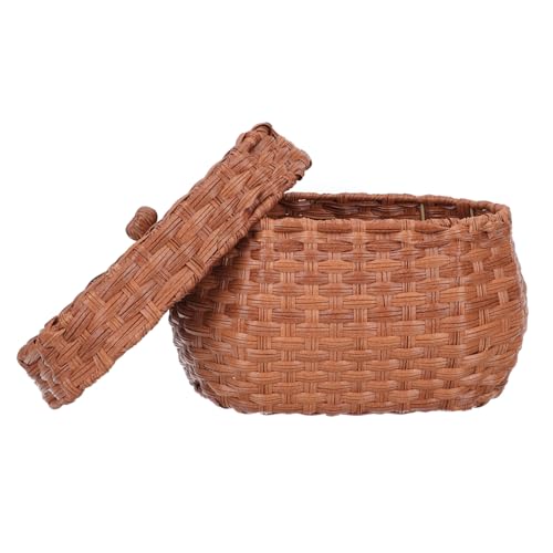 Uonlytech Panier à Œufs Décoratif Tressé Rangement avec Couvercle pour Fruits et Snacks Corbeille Vintage Multifonction pour Cuisine et Bureau