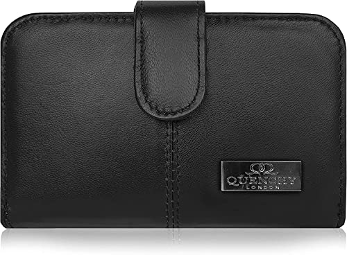 Image of K London Black Leather Small Womens Wallet 2 Zipped Pockets | 6 Card Slots | Compact Ladies Purse (KL 1225 Blk)