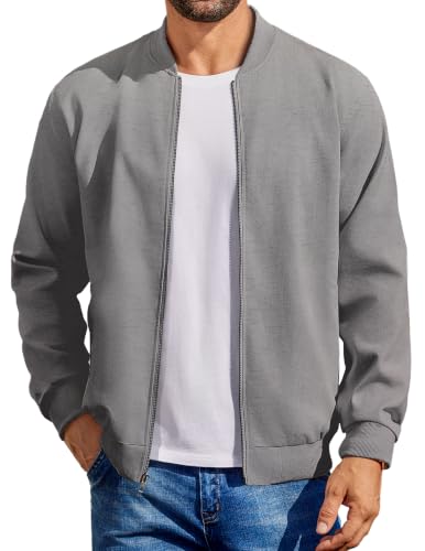 Image of COOFANDY Mens Light Cotton Bomber Jacket Flight Casual Softshell Varisty | Lightweight Zip Up Jackets,Soft Breathable Fabric,Perfect for Streetwear Daily Commute Travel,Fashion Windbreaker for Winter