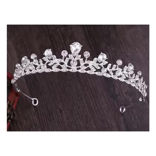 Coroa Tiara de Noiva e Debutante com Pedras Cintilantes, Prata