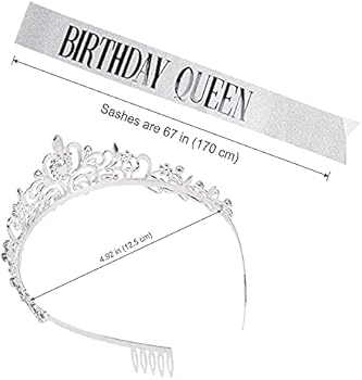 Birthday Queen sjerp & kristallen tiara kit COCIDE verjaardag zilveren tiara en kronen voor vrouwen verjaardag sjerp voor meisjes verjaardag decoraties set strass hoofdband haaraccessoires glitter