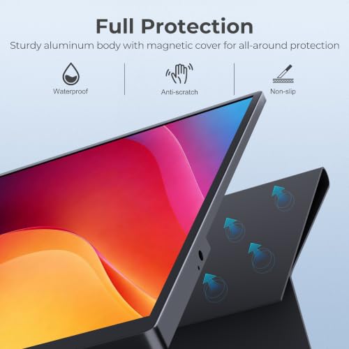 Image of UFYQL Portable Monitor 14 inch FHD1920x1200P Ultra-Slim Travel Display, 103% sRGB IPS Screen, with USB-C /HDMI Port for Laptop /PC /Mac /Phone /Xbox /PS4 /Switch - Built-in Speakers & Protective Cove