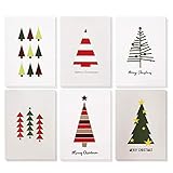 Sustainable Greetings Christmas Cards with Envelopes - 48 Pack, 4.5 x 6.25 in - Bulk Holiday Greeting Card Assortment - 6 Funny Tree Designs & Smooth Cardstock