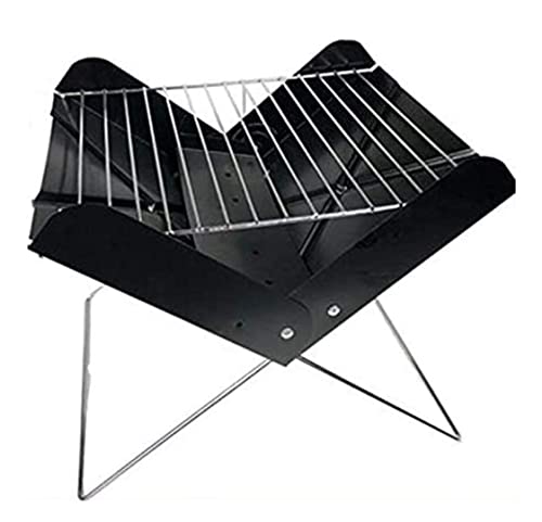 Parrilla de carbón plegable, barbacoa de camping portátil con diseño robusto de X-Frame, pozo de fuego de acero inoxidable ligero para picnic, senderismo, cocina al aire libre, compacto y fácil de alm
