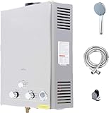 Portable Tankless Camping Gas Water Heater,6L 1.58 GPM,Outdoor Propane Water Heater with LCD Display, Zero Water Pressure Starting,Instant 54,600 BTU Hot Water Shower for RV, Camping, Barns