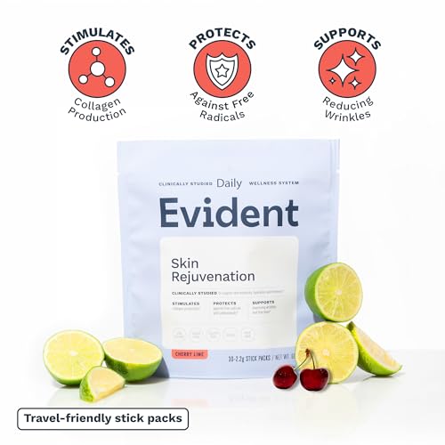 Image of Skin Rejuvenation Powder - Collagen Supplement w /Resveratrol, Sodium Hyaluronate, CollaBZEn, Vitamins C & E - Supports Elasticity, Hydration, Firmness - 2 Pack, 30 Sticks Each