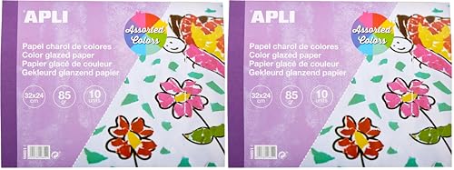 APLI 16651 - Bloc Papel Charol Surtido 32 x 24 cm 10 Hojas (Paquete de 2)