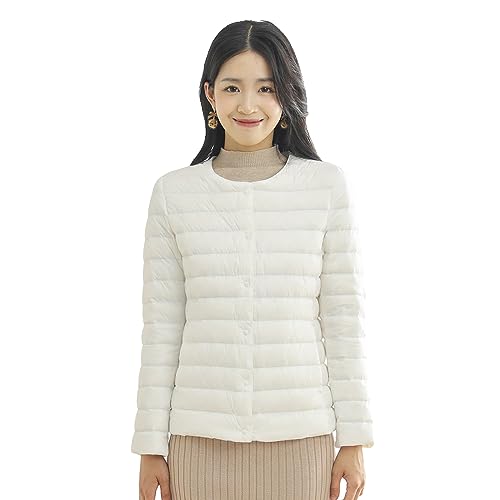LIYURLTA ウルトラライト ノーカラー ダウンジャケット レディース インナー ダウン ジャケット 撥水 軽量 暖かい 防寒 薄い 秋冬 収納ポーチ付き LIY47 (M, ホワイト) LIYURLTA ウルトラライト ノーカラー ダウンジャケット レディース インナー ダウン ジャケット 撥水 軽量 暖かい 防寒 薄い 秋冬 収納ポーチ付き LIY47 (M, ホワイト)