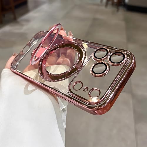 LXK Magnetic Invisible Stand for iPhone 17 Pro Case 6.3" Compatible with MagSafe, Military-Grade Protection, with Camera Protector, Clear Scratch-Resistant Back Cover for iPhone 17 Pro, Pink by LXK - Used condition - Image 2