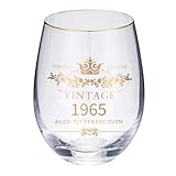 wufengye Wine Glasses for Women 1965 61th birthday decorations for her Wine Glasses 61 Year Birthday Gifts for Women Wife Mom Sister Best 61th Gifts