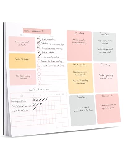 Weekly Planner Notepad Tear Off – 52 Undated Weekly Sheets